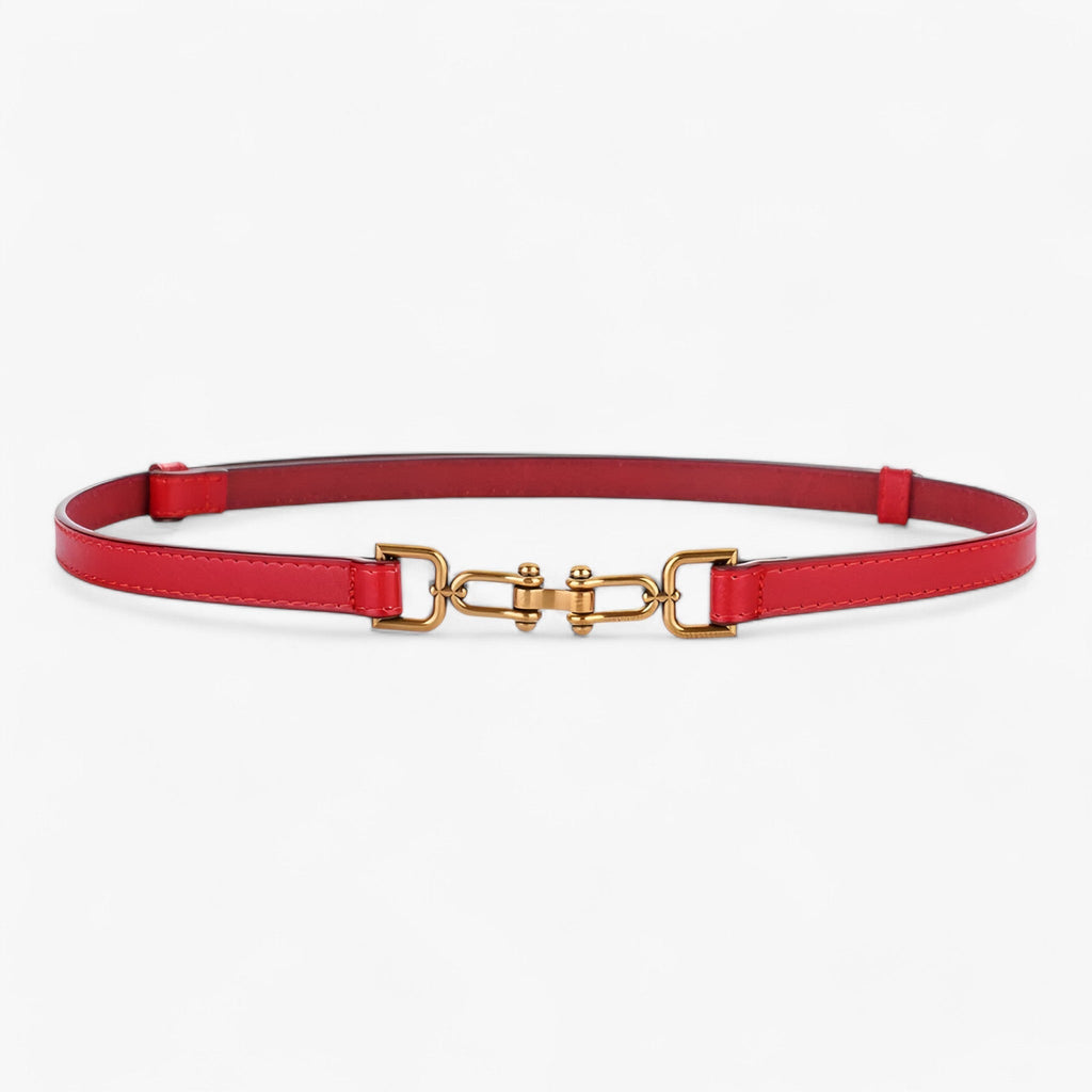 Adjustable Faux Leather Belt with Polished Buckle