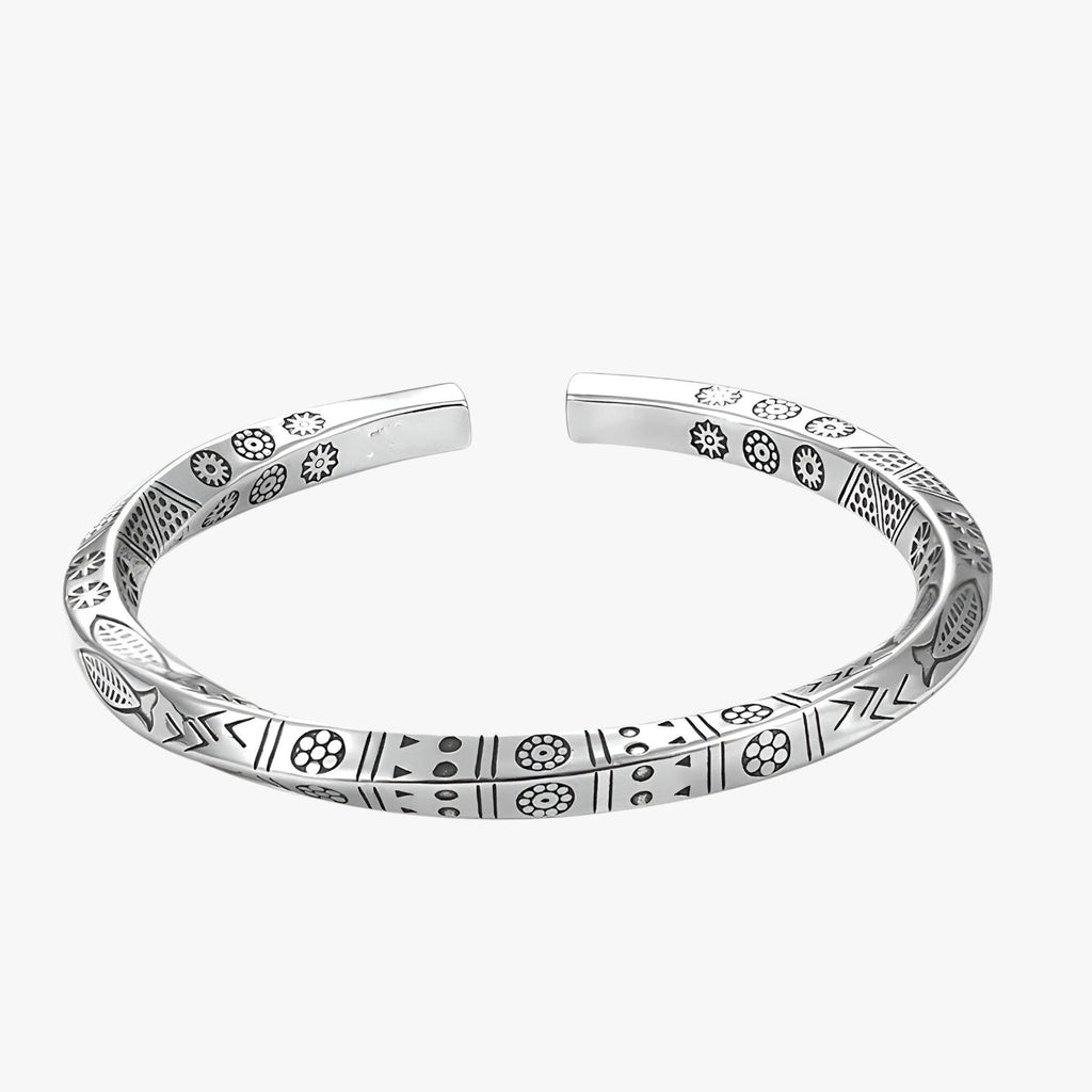 Open Möbius Loop Bracelet with a Silver-Tone Finish