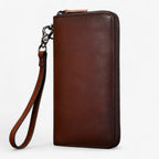 Long Faux Leather Wallet with Large Zip Pocket