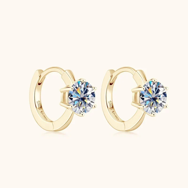 Six-Claw Zirconia Stud Earrings with Classic Setting