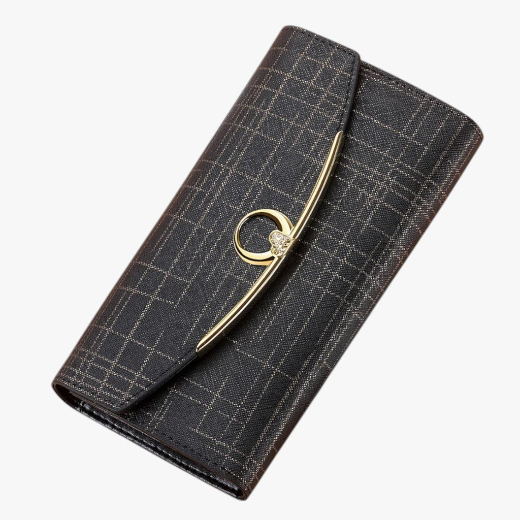 Faux Leather Wallet with Zip Closure and Multiple Compartments