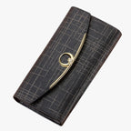 Faux Leather Wallet with Zip Closure and Multiple Compartments