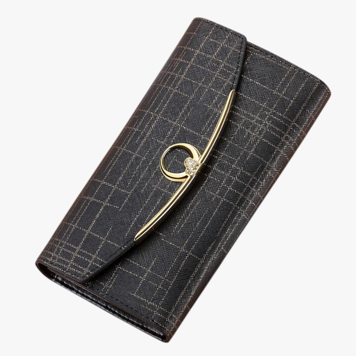 Faux Leather Wallet with Zip Closure and Multiple Compartments