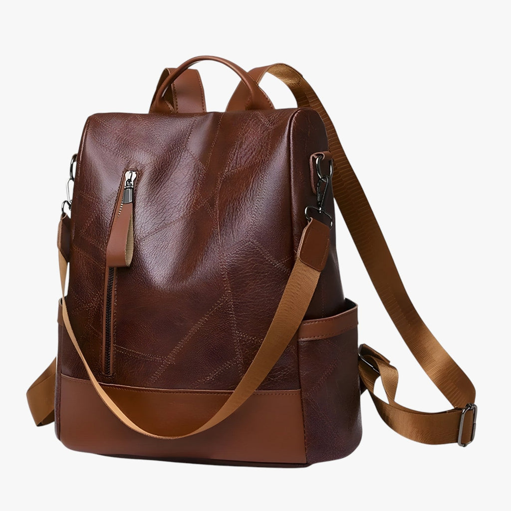Mochila de piel sintética de aire retro con tirantes acolchados