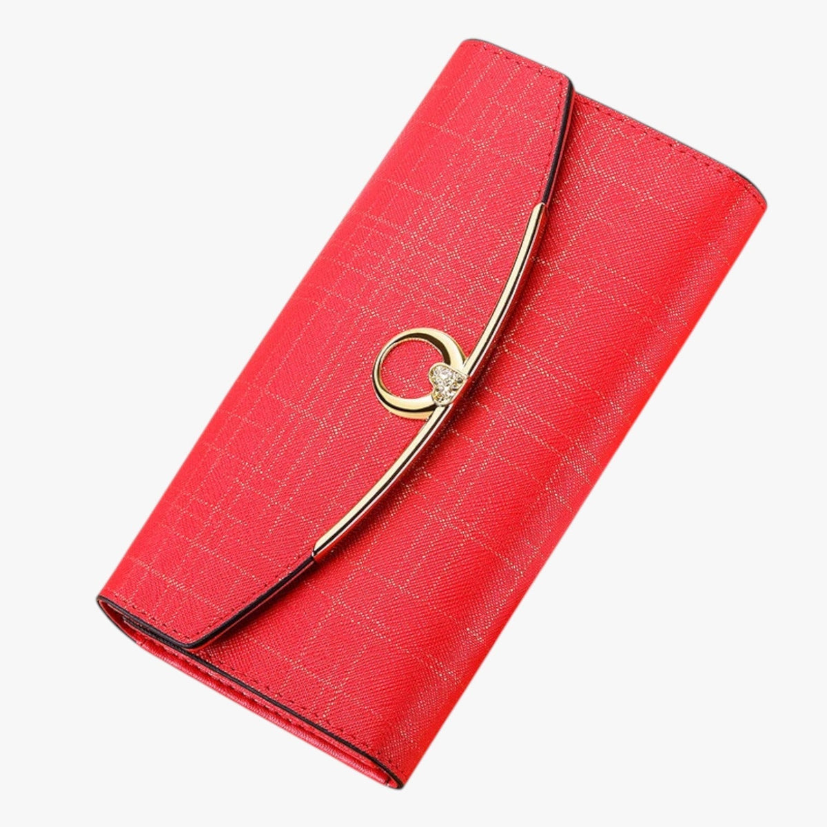 Faux Leather Wallet with Zip Closure and Multiple Compartments