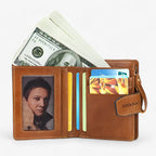 RFID-Blocking Compact Faux Leather Wallet with ID Window