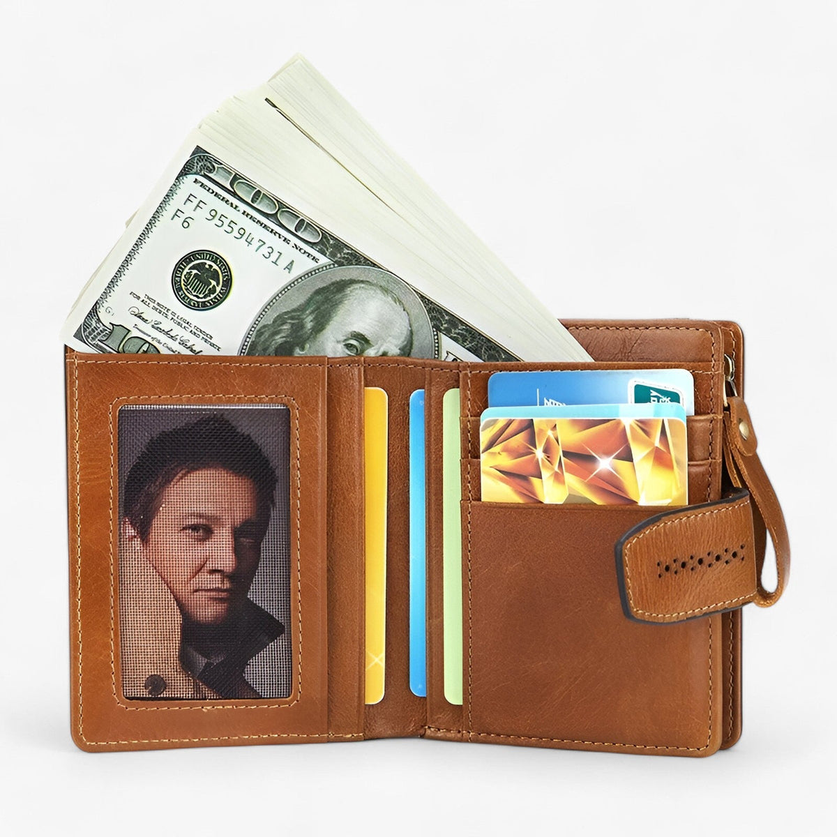 RFID-Blocking Compact Faux Leather Wallet with ID Window