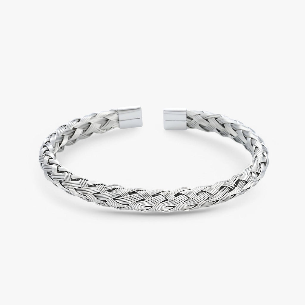 Öppet manschettarmband i polerat rostfritt stål