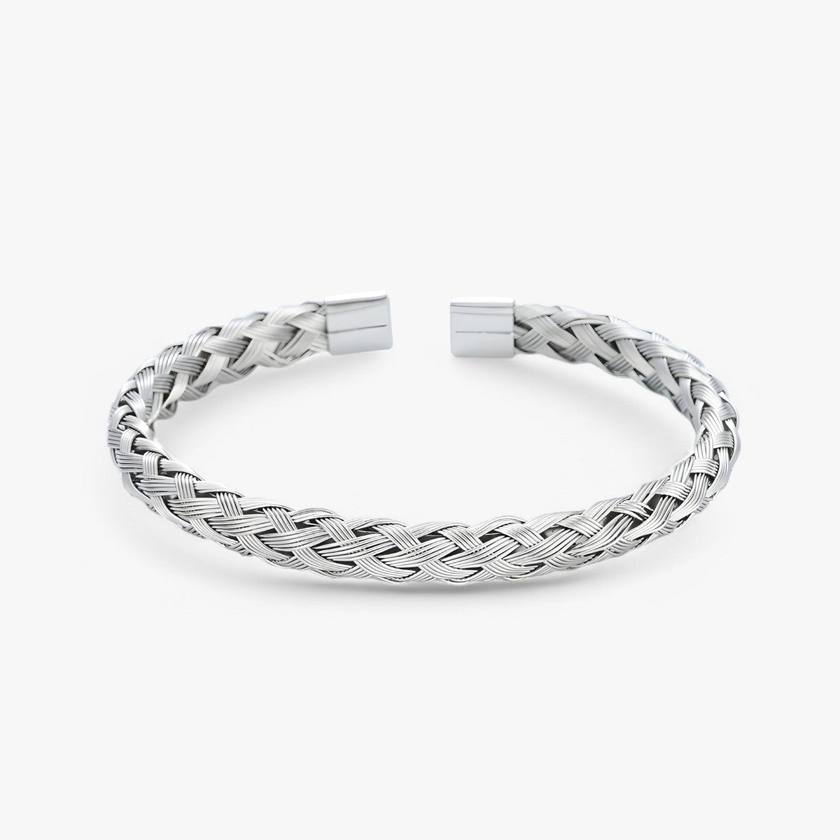 Open cuff bracelet in polished stainless steel