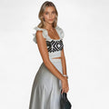Midi Skirt and Crop Top Set with Elastic Waist