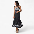 Midi Skirt and Crop Top Set with Elastic Waist