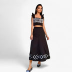 Midi Skirt and Crop Top Set with Elastic Waist