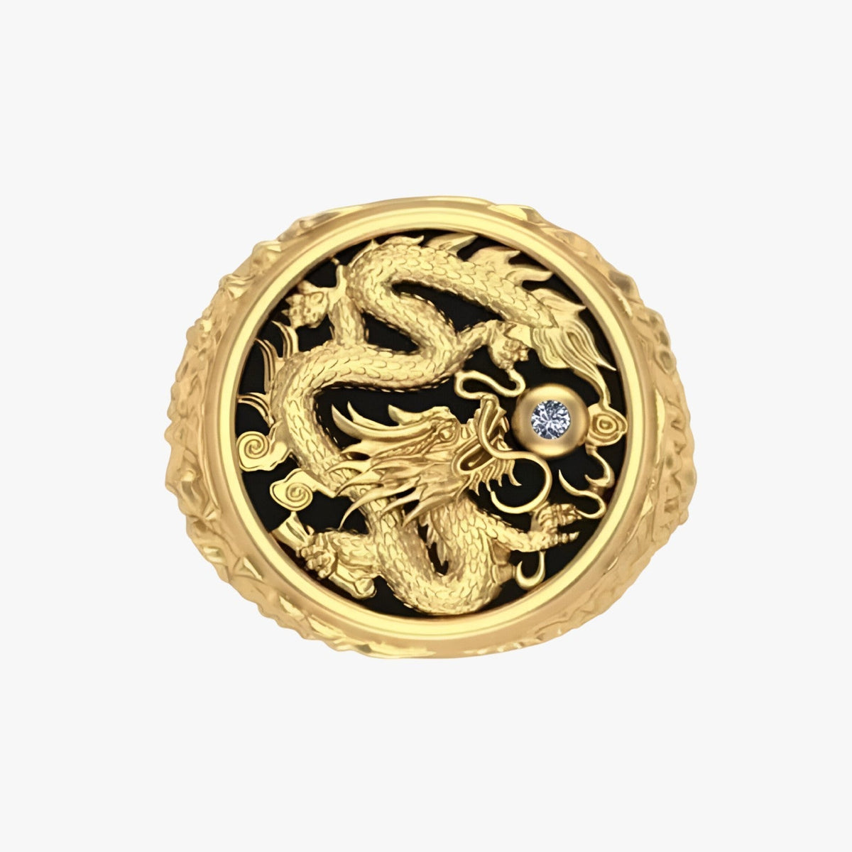 Gold-Tone Dragon Statement Ring in Stainless Steel