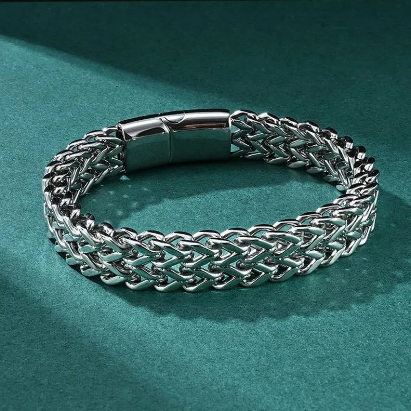 Stainless Steel Bracelet with Hidden Clasp Closure