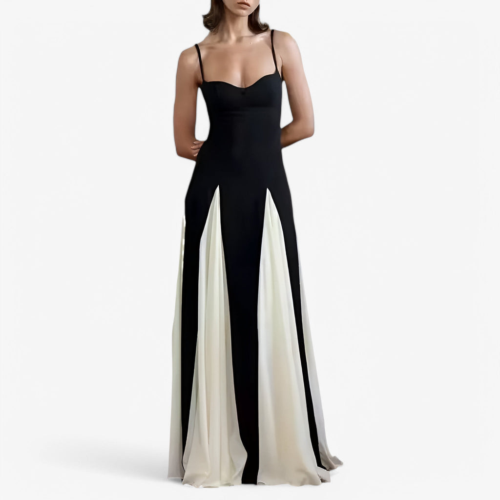 Vestido de noche con hombros al aire y escote cruzado