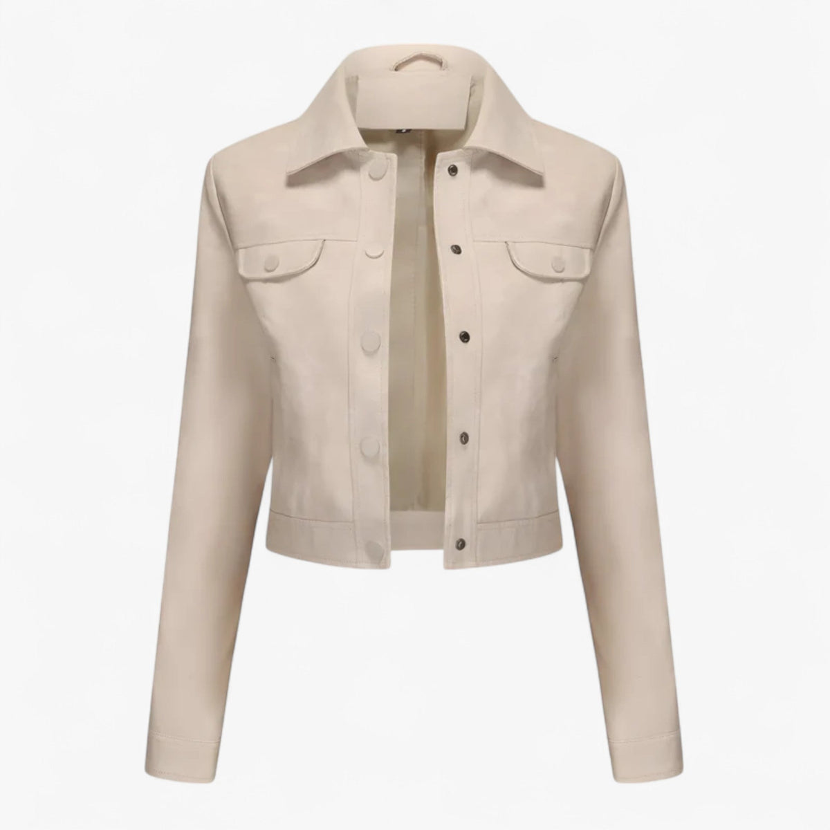Slim-Fit Faux Leather Jacket with Multiple Practical Pockets