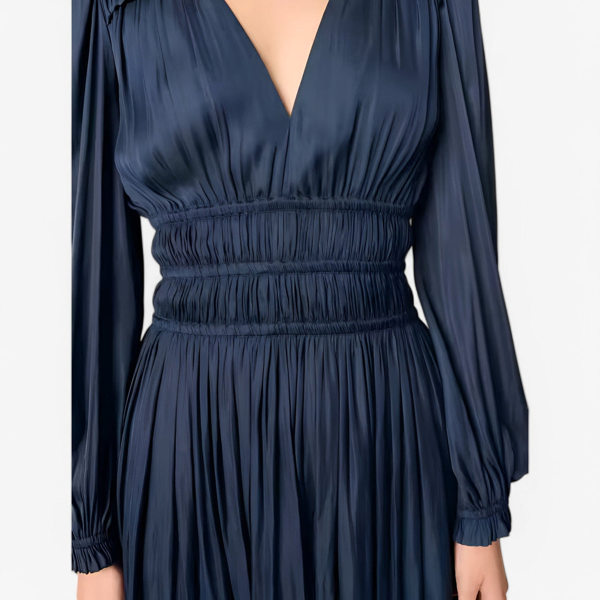 Silk-Look V-Neck Dress with Flowing Fit