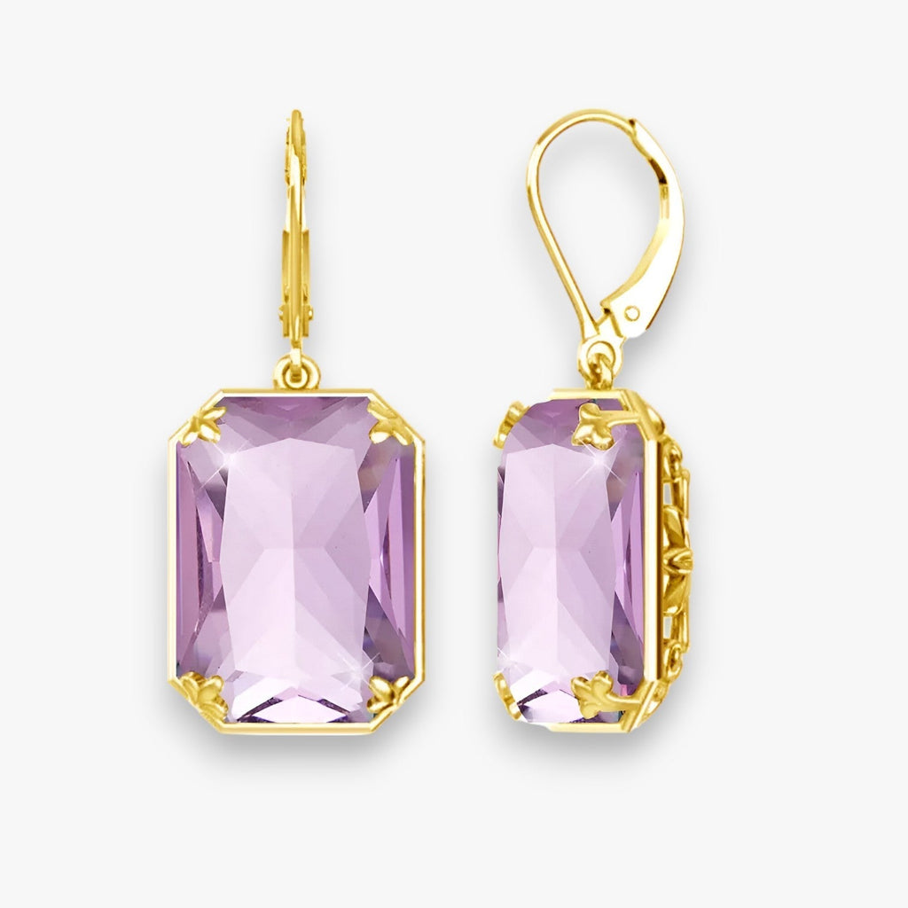 Gemstone Dangle Earrings with Gold and Silver Accents