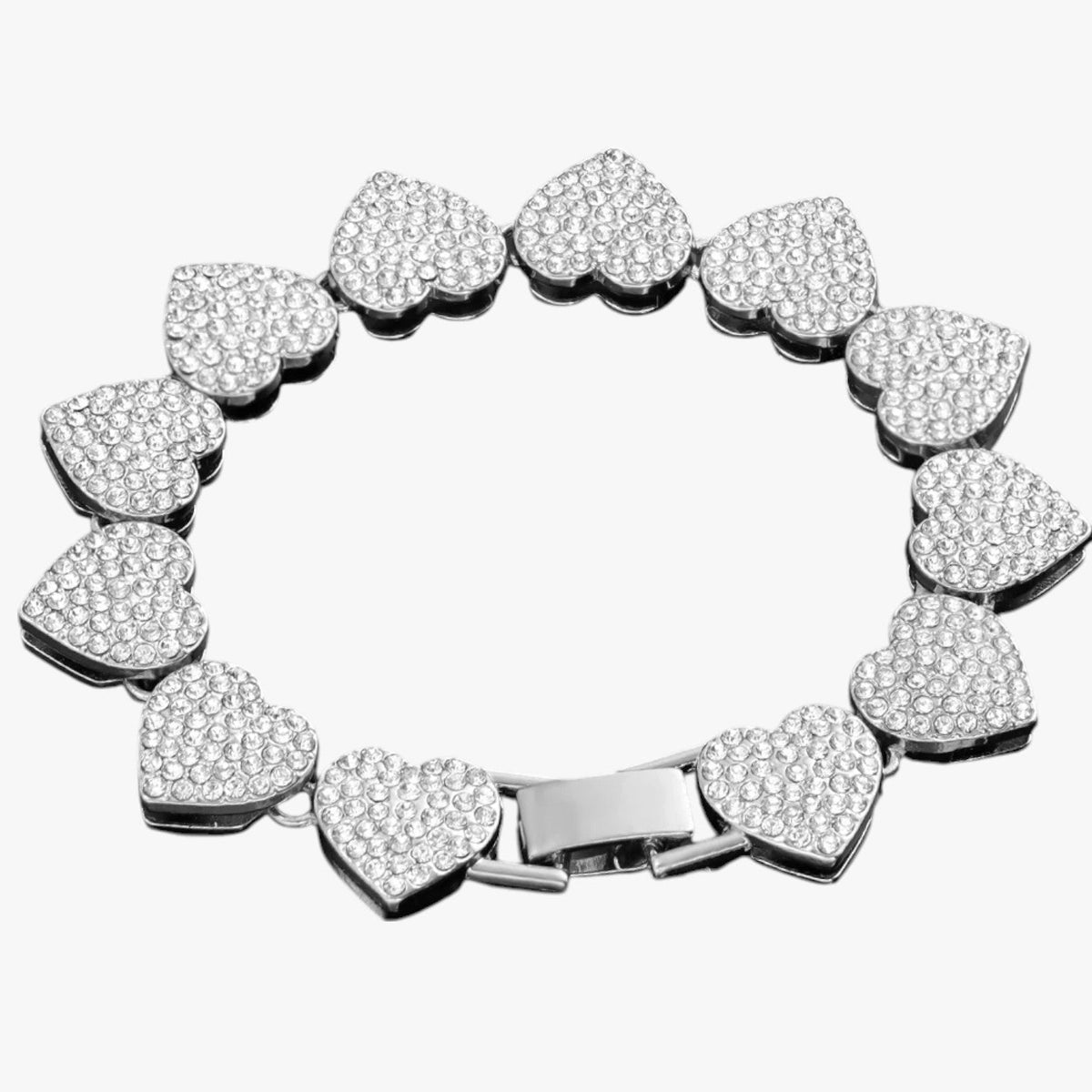 Crystal Tennis Bracelet with Heart Charm Detail