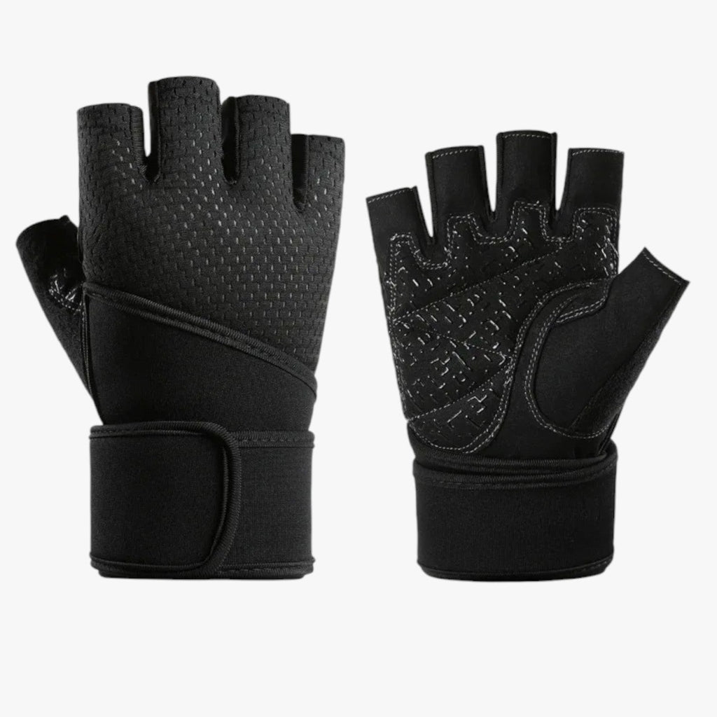 Half-Finger Fitness Gloves with Wrist Support Strap