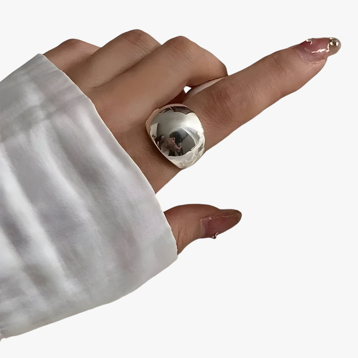 Adjustable Silver-Tone Ring with a Minimalist Design