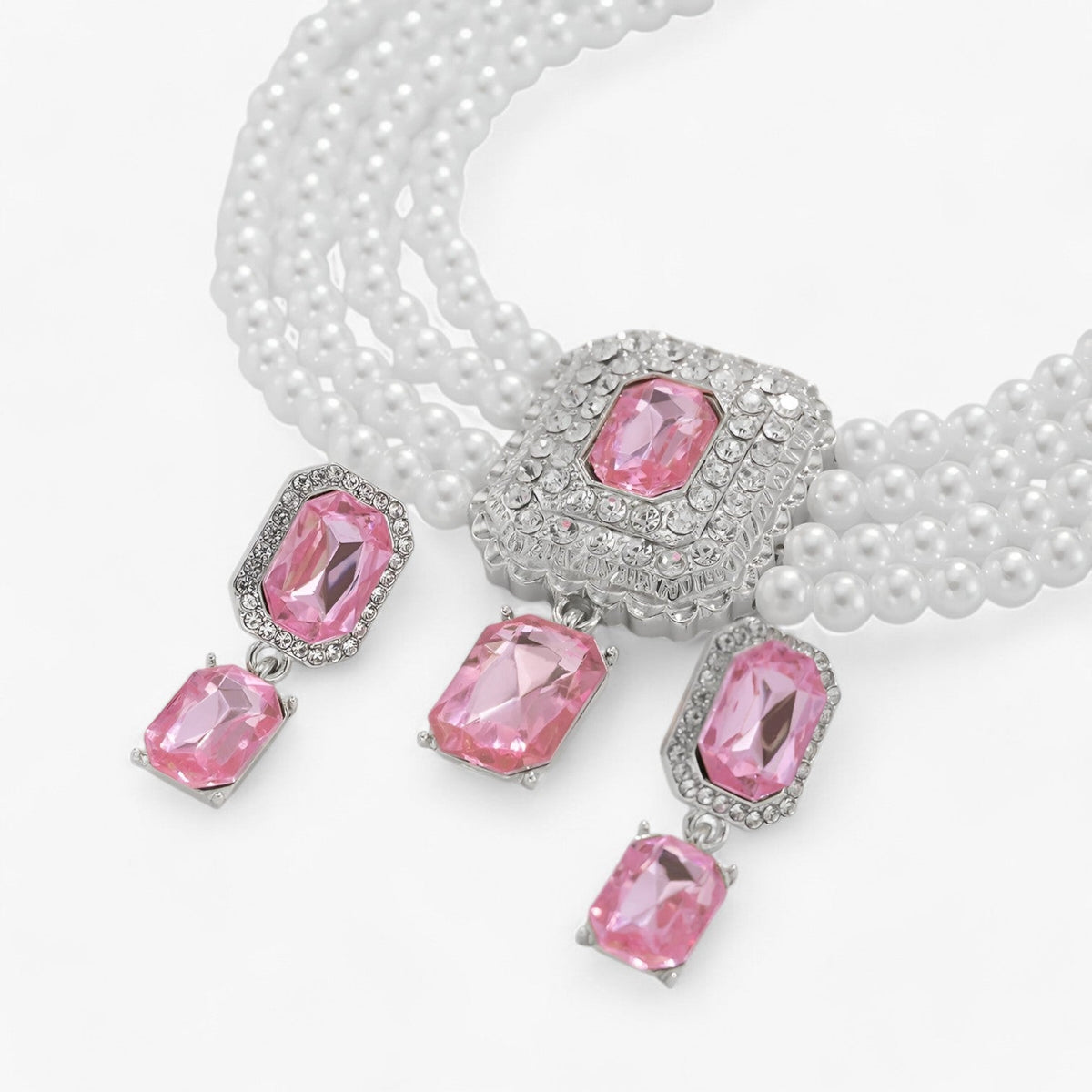 Multi-Layered Pearl Necklace and Earring Set for Occasions
