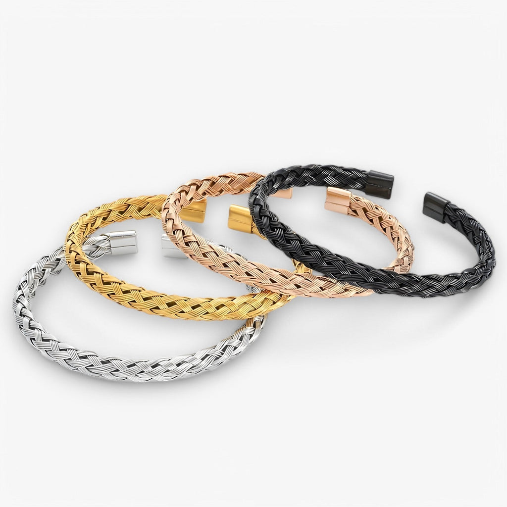 Öppet manschettarmband i polerat rostfritt stål