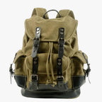 Canvas and Faux Leather Hiking Backpack with Padded Straps