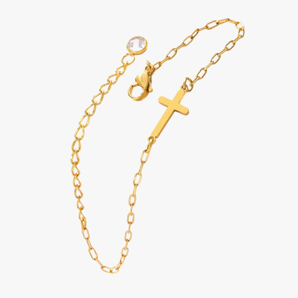 Water-Resistant Stainless Steel Bracelet with a Cross Charm