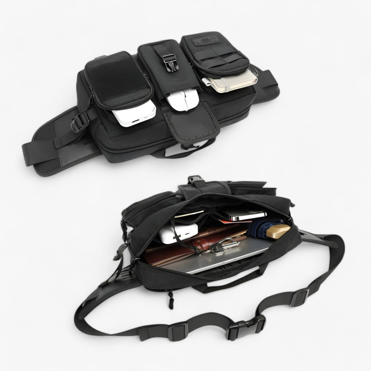 Bolso de hombro de tejido Oxford con cremalleras ocultas de seguridad