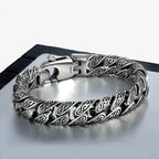 Graverat silverfärgat armband med Tang-mönster för herr