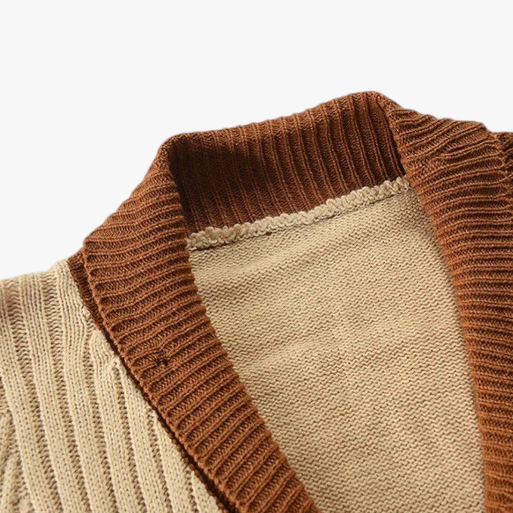 Open V-Neck Cardigan with Relaxed Autumn Fit for Men