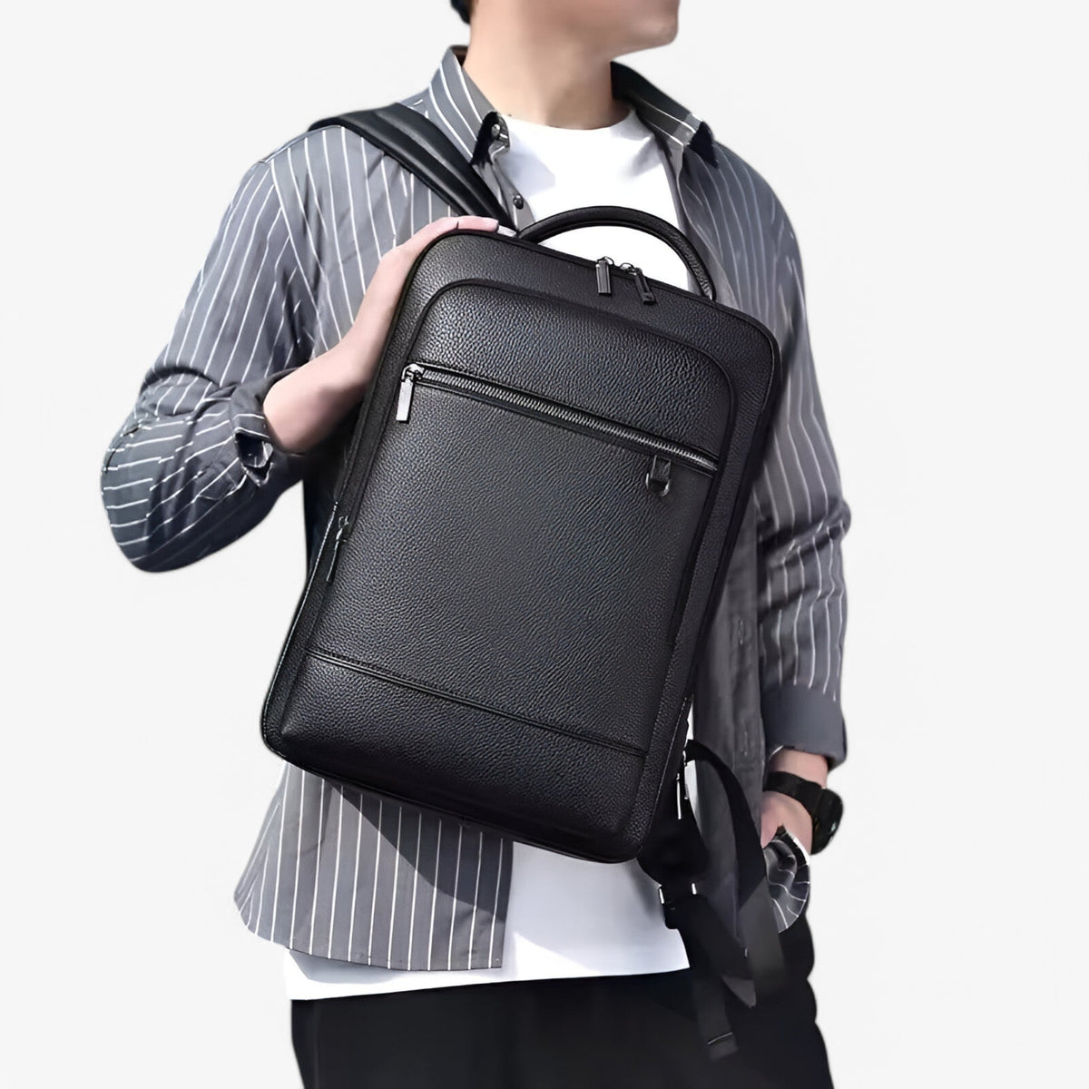 Faux Leather Backpack with Built-In USB Charging Port