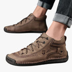 Hand-Stitched Faux Leather Loafers with Flexible Sole