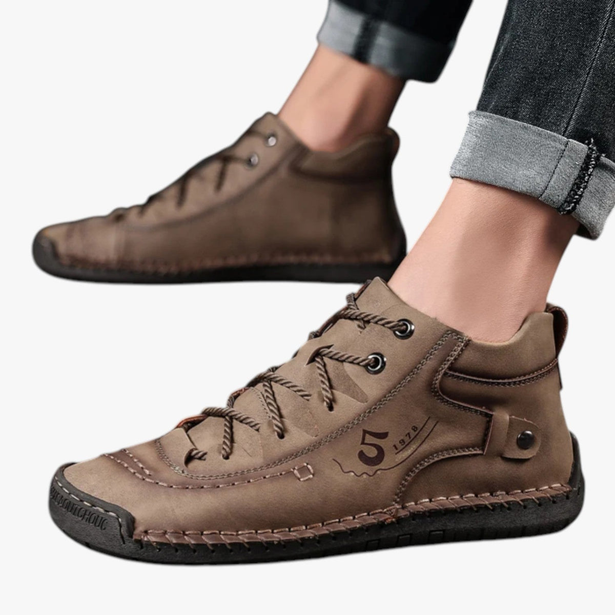 Hand-Stitched Faux Leather Loafers with Flexible Sole