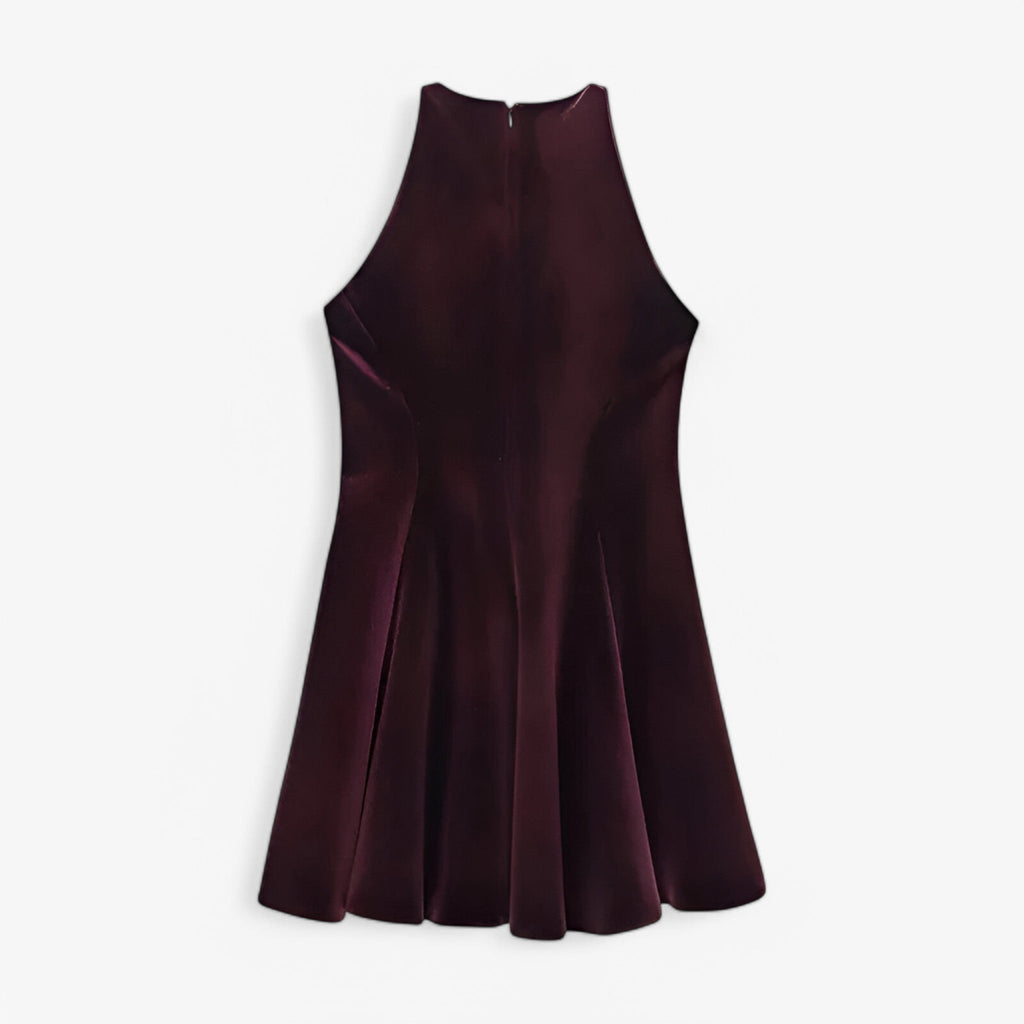 Minivestido de terciopelo sin mangas con cuello redondo