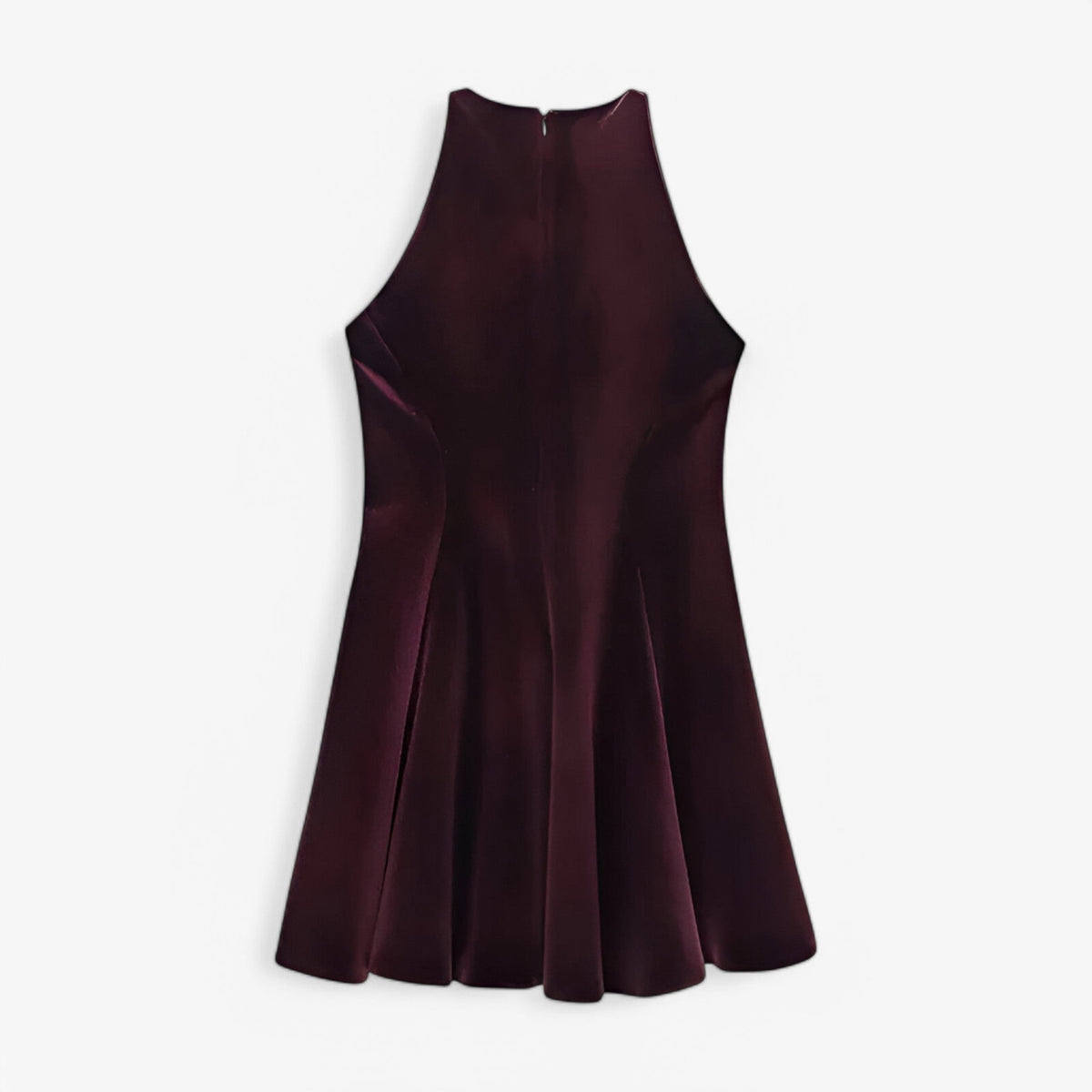 Sleeveless Velour Mini Dress with Round Neckline
