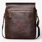 Crazy Horse-Effect Shoulder Bag with Flap Closure