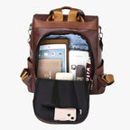 Mochila de piel sintética de aire retro con tirantes acolchados