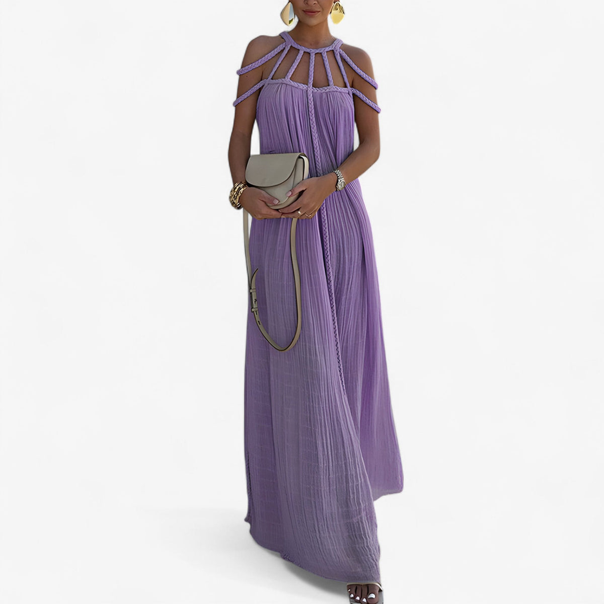 Vestido largo con una silueta fluida y estilizadora
