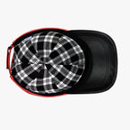 Embroidered Faux Leather Cap with Wide Brim for Sun Protection