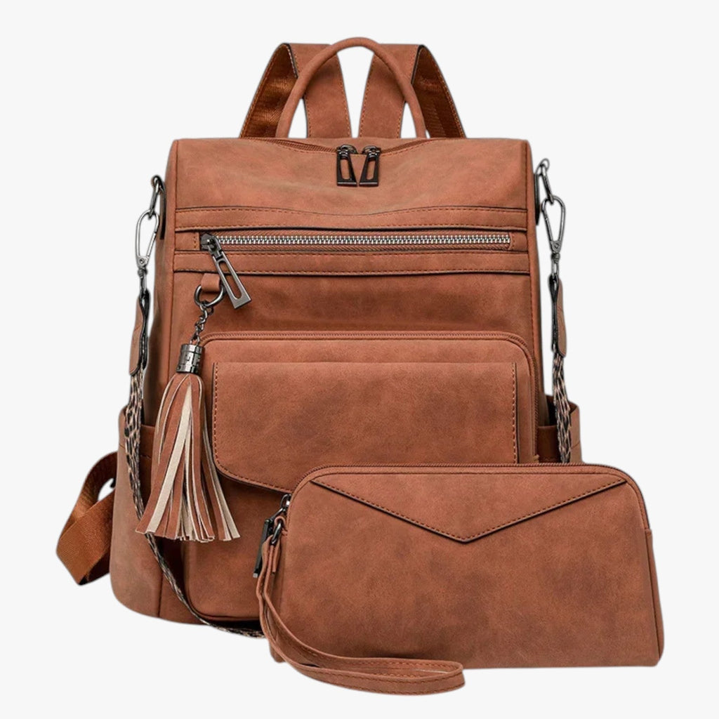 Faux Leather Backpack with Padded, Adjustable Shoulder Straps