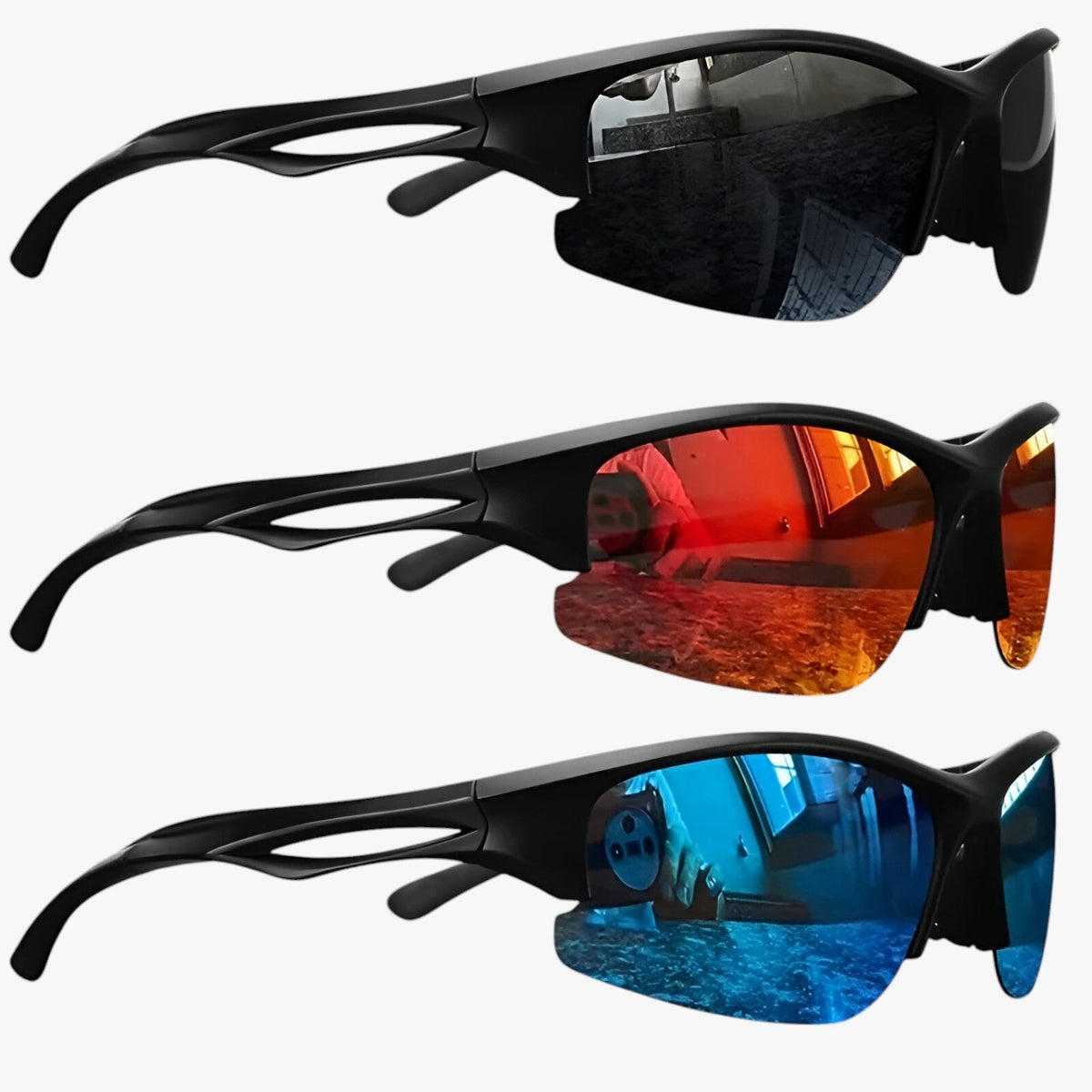 Polarised half-frame sport sunglasses with a unisex fit