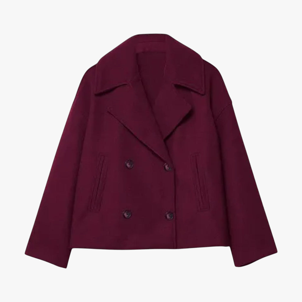 Cropped Wool Jacket with Waist-Defining Fit for Cold Days