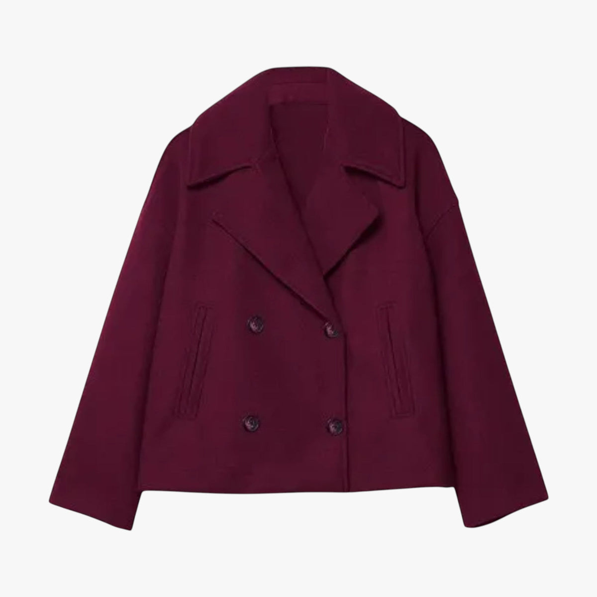 Cropped Wool Jacket with Waist-Defining Fit for Cold Days