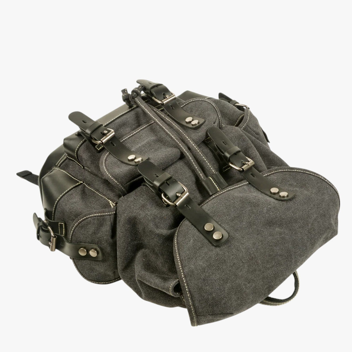 Canvas and Faux Leather Hiking Backpack with Padded Straps