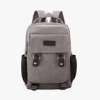 Mini mochila de lona con ribetes de piel sintética