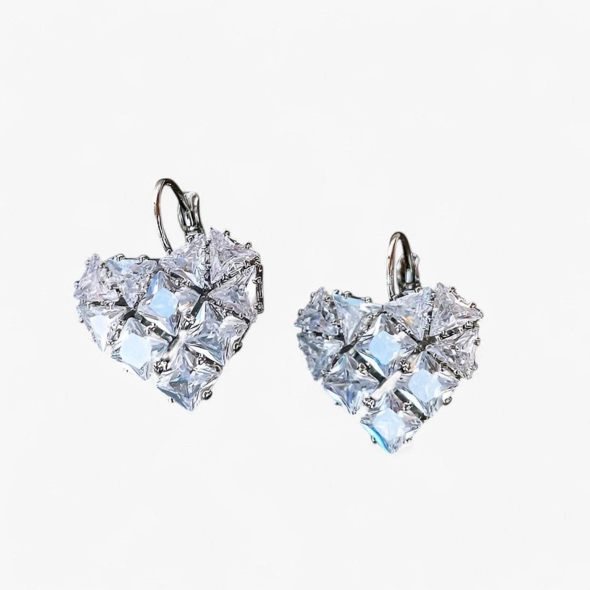 Heart-Shaped Zirconia Earrings in Gold or Silver Tone