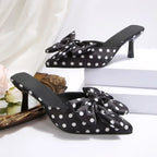 Polka Dot Kitten Heels with Oversized Bow