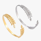 Laurel Leaf Bangle Bracelet, Boho-Inspired Design